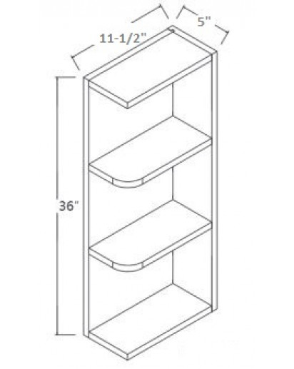 Gramercy White Wall & Base Open End Shelf 36" High - No Door, 2 Fixed Shelves