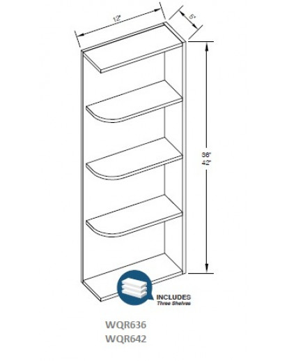 Shaker Designer White Wall Open End Shelf - No Door, 3 Fixed Shelves