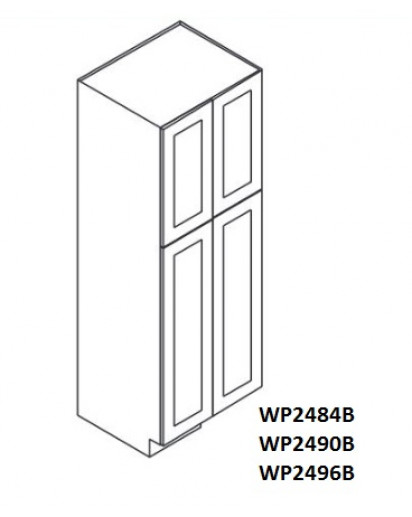 Greystone Shaker Tall Pantry Cabinet 24"W x 90"H - 4 Doors, 1 Fixed and 5 Adjustable Shelves