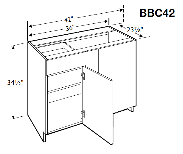 42 blind corner base clearance cabinet