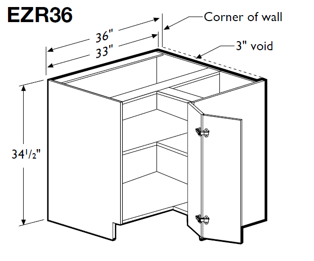 Es In Easy Reach Corner Base Cabinet 36 X With 2 Full Height Doors Champ