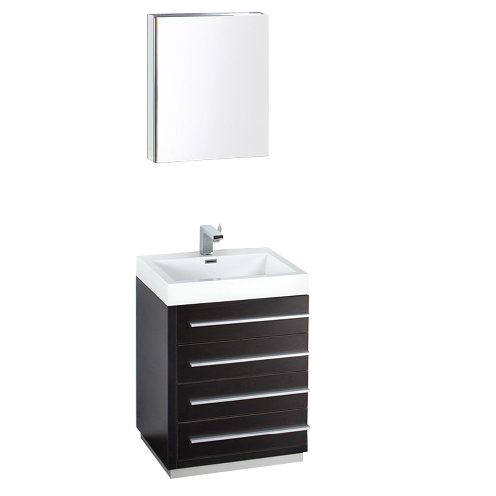 Fresca Livello 24" Black Modern Bathroom Vanity w ...