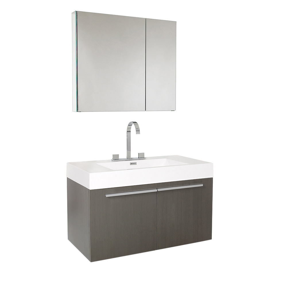 Fresca Vista 36" Gray Oak Modern Bathroom Vanity w ...