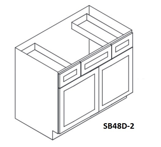Country Oak Classic Sink Base Cabinet 48 Wide Double Door 2
