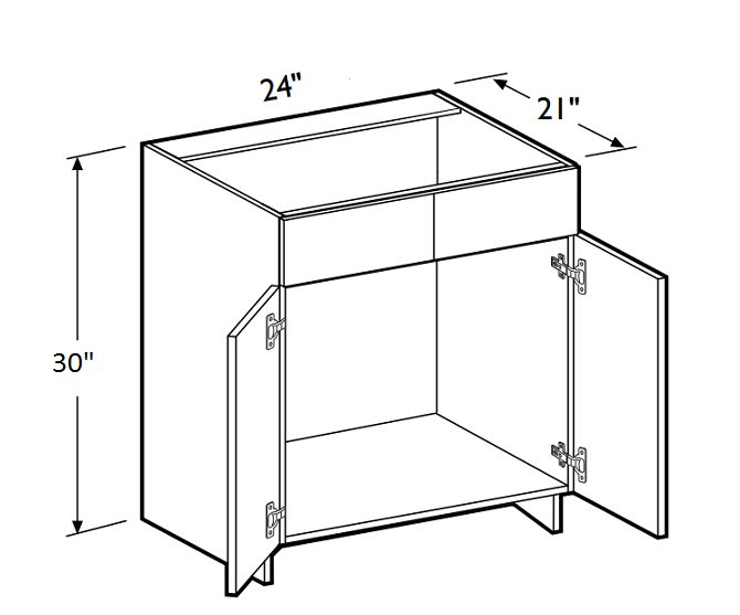 K Cinnamon Glaze Vanity Sink Base Cabinet 24 W X 30 H 2 Doors