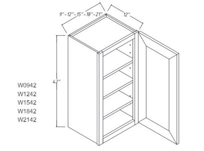 Taylor Espresso Wall Cabinet 1 Door 3 Adjustable Shelves