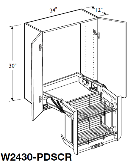 Madrid Cherry Wall Cabinet 24 Wide And 30 High Pull Down Shelves