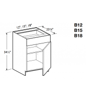 Spokane Polar White Base Cabinet 12" Wide -1 Drawer, 1 Door, 1 Adjustable Shelf