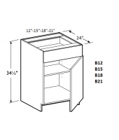 Nova Light Grey Shaker Base Cabinet 12" Wide Single Door - 1 Drawer, 1 Shelf