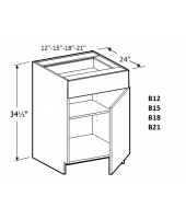 K-Cherry Glaze Base Cabinet 15" Wide Single Door - 1 Drawer, 1 Shelf