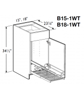 Spokane Polar White Base Cabinet 15" Wide -1 Door with 1 Wire Pullout Tray