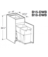 Spokane Polar White Base Cabinet 18" Wide -1 Drawer, 1 Door with Double Pullout Waste Bins