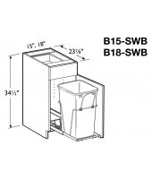 Spokane Polar White Base Cabinet 15" Wide -1 Drawer, 1 Door with Single Pullout Waste Bin