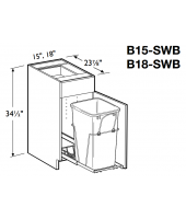 Spokane Polar White Base Cabinet 18" Wide -1 Drawer, 1 Door with Single Pullout Waste Bin