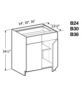 Spokane Polar White Base Cabinet 36" Wide -1 Drawer, 2 Doors, 1 Adjustable Shelf