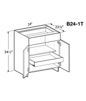 Spokane Polar White Base Cabinet 24" Wide -1 Drawer, 2 Doors, 1 Adjustable Shelf with 1 Rollout Tray