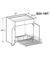 Spokane Polar White Base Cabinet 24" Wide -2 Doors with 1 Wire Pullout Tray