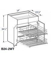 Spokane Polar White Base Cabinet 24" Wide -2 Doors with 2 Wire Pullout Tray