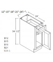 Taylor White Base Cabinet-1 Drawer, 1 Door, 1 Adjustable Shelf