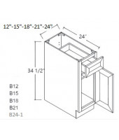 Shaker Designer White Base Cabinet-1 Drawer, 1 Door, 1 Adjustable Shelf