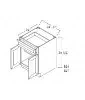 Greystone Shaker Base Cabinet 27" Wide Double Door - 1 Drawer, 1 Shelf