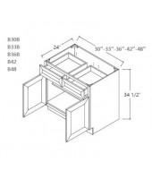 Pepper Shaker Base Cabinet 30" Wide Double Door - 2 Drawer, 1 Shelf