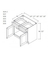 Lenox Mocha Base Cabinet-1 Drawer, 2 Door, 1 Adjustable Shelf