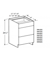 Greystone Shaker Base Cabinet 15" Wide -3 Drawers