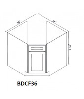 Ice White Shaker Base Diagonal Corner Sink Cabinet - 1 Door, 2 Shelves