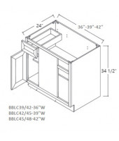 Pepper Shaker Base Blind Corner Cabinet 36" Wide -1 Door, 1 Drawer