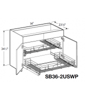 Spokane Polar White Deluxe Sink Base Cabinet 36" Wide -2 Doors, 2 U-shape Pullout