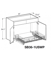 Spokane Polar White Deluxe Sink Base Cabinet 36" Wide U-shape Pullout, 2 Doors