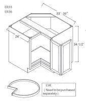 Shaker Designer White Easy Reach Base Cabinet-2 Full Height Folding Doors
