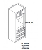 Nova Light Grey Shaker Oven Cabinet 84" High- 2 Upper Doors, 3 Drawers