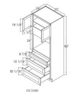 Lenox Canvas Oven Cabinet - 2 Upper Doors, 1 Adjustable Shelf, 3 Drawers