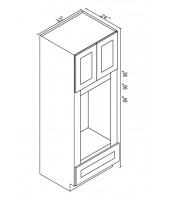 Midtown Grey Oven Cabinet 84" High- 2 Upper Doors, 1 Drawers