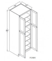 Shaker Designer White Tall Pantry - 2 Upper Door, 2 Lower Door, 4 Adjustable Shelf