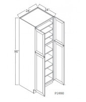 Shaker Designer White Tall Pantry - 2 Upper Door, 2 Lower Door, 4 Adjustable Shelf