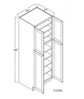 Lenox Country Linen Tall Pantry - 2 Upper Door, 2 Lower Door, 4 Adjustable Shelf