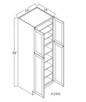 Shaker Designer White Tall Pantry - 2 Upper Door, 2 Lower Door, 5 Adjustable Shelf