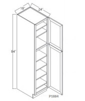 Taylor White Tall Pantry, 1 Upper Door, 1 Lower Door, 4 Adjustable Shelf