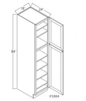 Shaker Designer White Tall Pantry, 1 Upper Door, 1 Lower Door, 4 Adjustable Shelf