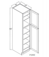 Lenox Mocha Tall Pantry, 1 Upper Door, 1 Lower Door, 4 Adjustable Shelf