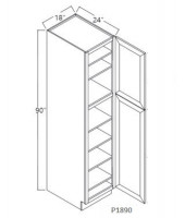 Taylor White Tall Pantry, 1 Upper Door, 1 Lower Door, 4 Adjustable Shelf
