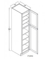 Shaker Designer White Tall Pantry, 1 Upper Door, 1 Lower Door, 5 Adjustable Shelf