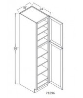 Taylor White Tall Pantry,  1 Upper Door, 1 Lower Door, 5 Adjustable Shelf