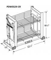 Spokane Polar White Pull-Down Wall Shelf System - Chrome