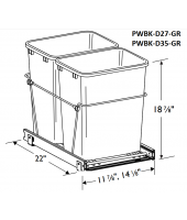 Spokane Polar White Pullout Waste Bin Kit Double 27 qt. Grey