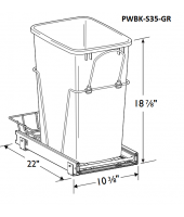 Spokane Polar White Pullout Waste Bin Kit Single 35 qt. Grey