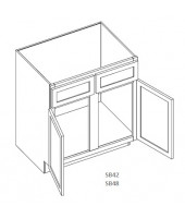 Shaker Designer White Sink Base Cabinet-2 Dummy Drawers, 2 Doors with Center Stile